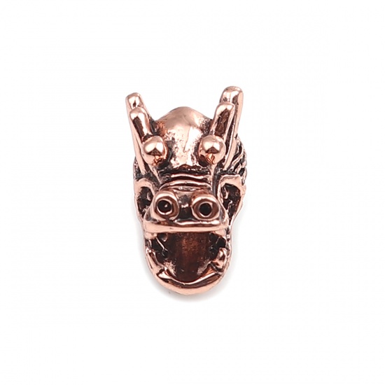 Picture of Zinc Based Alloy European Style Large Hole Charm Beads Dragon Antique Copper About 12mm x 11mm, Hole: Approx 5.1mm, 10 PCs