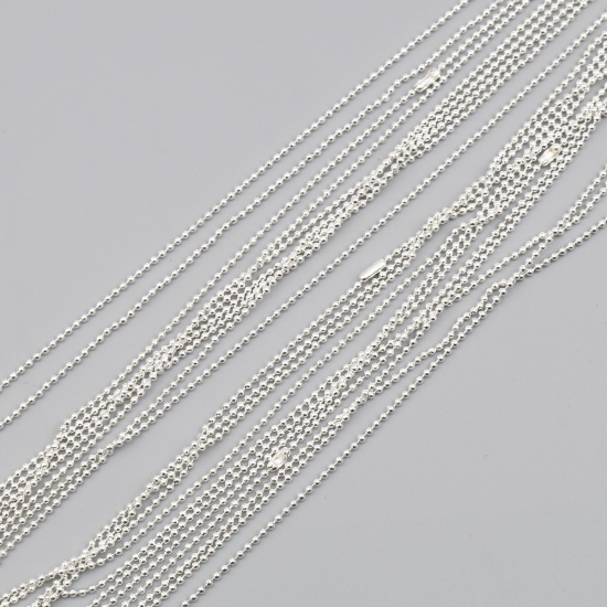 Bild von Eisenlegierung Kugelkette Kette Halskette Versilbert 70cm lang, 1 Packung ( 10 Stück/Packung)