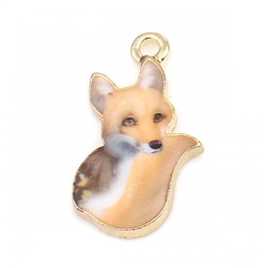 Picture of Zinc Based Alloy Charms Fox Animal Gold Plated Orange 19mm x 11mm, 10 PCs
