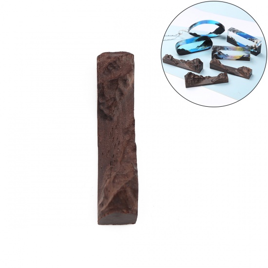 Picture of Wood Resin Jewelry Craft Filling Material Brown Red Mountain 40mm x 12mm, 1 Piece