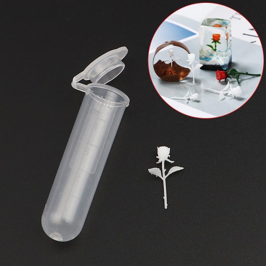 Picture of Resin Resin Jewelry Craft Filling Material White Rose Flower 20mm x 11mm, 2 PCs
