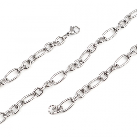 Bild von 304 Edelstahl Büroklammer Ketten Gliederkette Kette Halskette Oval Silberfarbe 51cm lang, 1 Strang