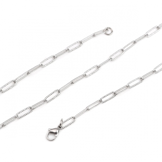 Bild von 304 Edelstahl Büroklammer Ketten Gliederkette Kette Halskette Oval Silberfarbe 59.3cm lang, 1 Strang