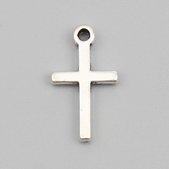 Picture of Zinc Based Alloy Religious Charms Cross Antique Silver Color 18mm x 10mm, 100 PCs