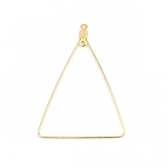 Изображение 304 Stainless Steel Earrings Triangle Gold Plated 49mm x 35mm, 50 PCs