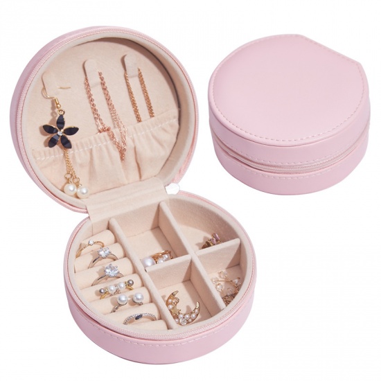 Picture of Jewelry Gift Boxes Round Light Pink 11cm , 1 Piece