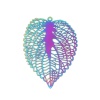 Picture of Stainless Steel Filigree Stamping Pendants Leaf Purple & Blue Filigree 47mm x 35mm, 10 PCs