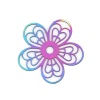 Picture of Stainless Steel Filigree Stamping Connectors Flower Purple & Blue 19mm x 18mm, 10 PCs