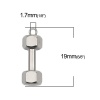 Immagine di Stainless Steel Fitness Charms Dumbbell Silver Tone 19mm x 7mm, 5 PCs