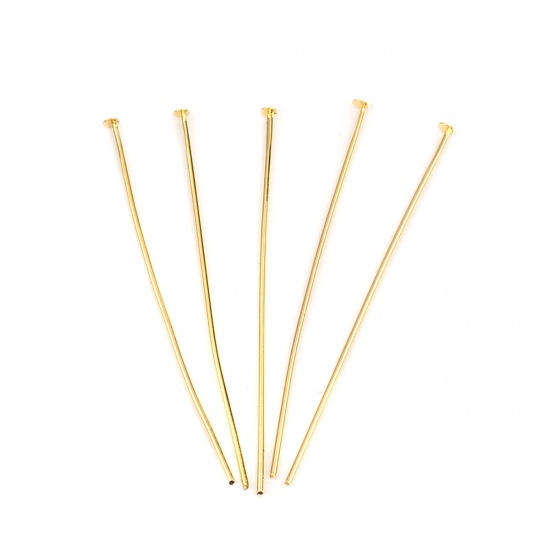 Picture of Iron Based Alloy Head Head Pins Gold Plated 5cm(2") long, 0.8mm, 857 PCs