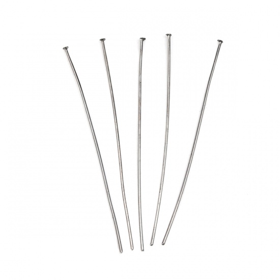 Picture of Iron Based Alloy Head Head Pins Gunmetal 7cm(2 6/8") long, 0.8mm, 276 PCs