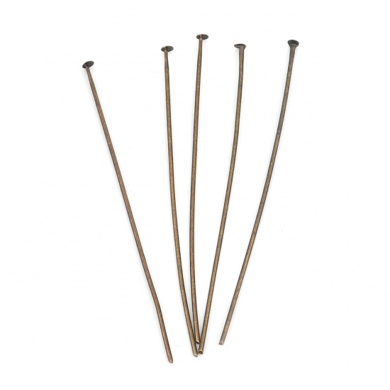 Picture of Iron Based Alloy Head Head Pins Antique Bronze 6cm(2 3/8") long, 0.8mm, 400 PCs