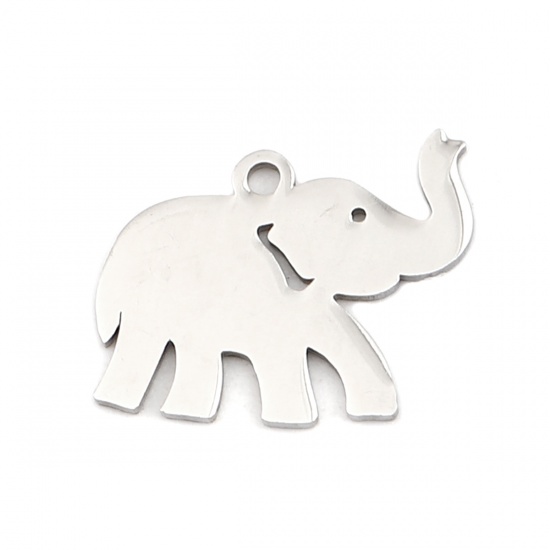Immagine di 304 Stainless Steel Charms Elephant Animal Silver Tone 17mm x 13mm, 10 PCs