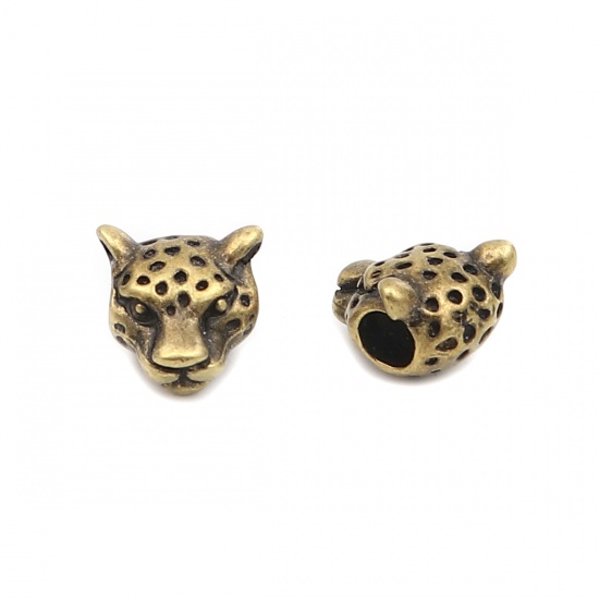 Picture of Zinc Based Alloy Religious Spacer Beads Leopard Antique Bronze About 11mm x 11mm, Hole: Approx 4.3mm, 20 PCs
