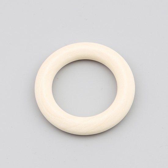 Picture of Wood Closed Soldered Jump Rings Findings Circle Ring Beige 25mm Dia, 50 PCs