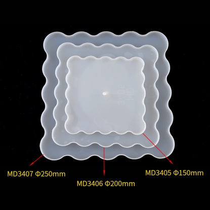シリコン型・モールド シリコーン プレート 白 正方形 25mm x 25mm、 20mm x 20mm、 15mm x 15mm、 1 セット （ 3個/セット） の画像