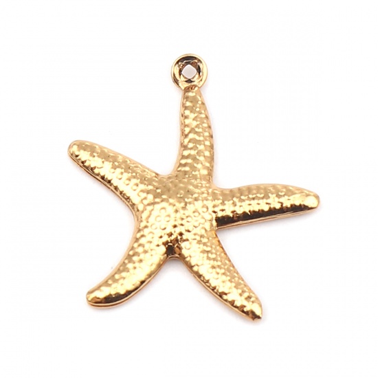 Immagine di Stainless Steel Ocean Jewelry Charms Star Fish Gold Plated 22mm x 20mm, 10 PCs