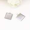 Bild von Edelstahl Charms Quadrat Silberfarbe Cabochon Fassung (für 11mmx11mm) 13mm x 11mm, 10 Stück