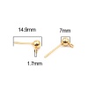 Picture of Stainless Steel Ear Nuts Post Stopper Earring Findings Gold Plated Round W/ Loop 7mm x 4mm, Post/ Wire Size: (21 gauge), 10 PCs