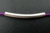 Picture of Zinc Based Alloy Spacer Beads Curve Tube Silver Plated About 19mm x 2mm, Hole:Approx 1.7mm, 300 PCs