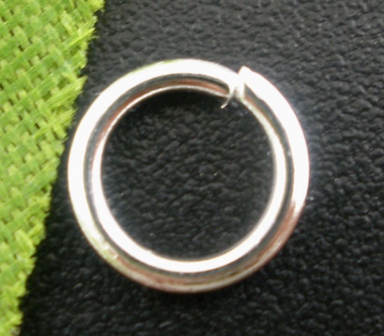Picture of 1mm Zinc Based Alloy Open Jump Rings Findings Round Silver Plated 7mm Dia, 8000 PCs