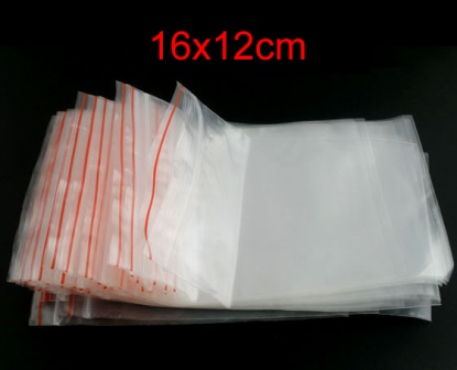 Picture of Plastic Zip Lock Bags Rectangle Transparent (Useable Space: 16cm x 12cm) 17cm x 12cm(6 6/8" x4 6/8"), 100 PCs