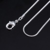 Picture of Copper Snake Chain Necklace Silver Plated 46cm(18 1/8") long, Chain Size: 1.2mm, 10 PCs