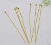 Picture of Copper Ball Head Pins Gold Plated 5cm(2") long, 0.5mm (24 gauge), 300 PCs