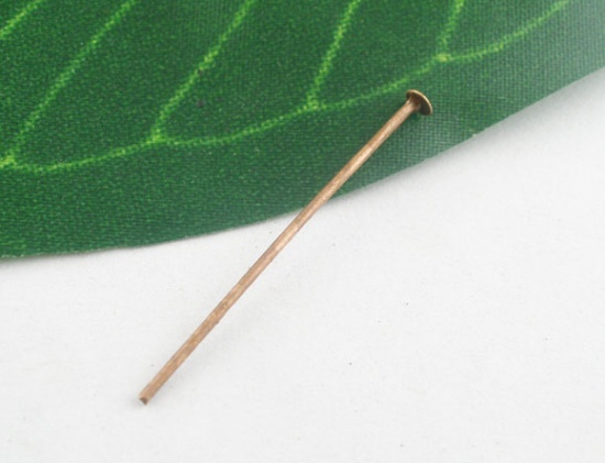 Picture of Alloy Head Pins Antique Copper 5cm(2") long, 0.7mm (21 gauge), 300 PCs
