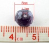 クリスタルガラスビーズ フラットラウンド 菫色 透明 ファセット・カット 約 8mm直径、 穴：約 1.3mm、 70 個 の画像