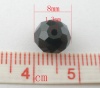 クリスタルガラスビーズ フラットラウンド 黒 ファセット・カット 約 8mm直径、 穴：約 1.3mm、 70 個 の画像