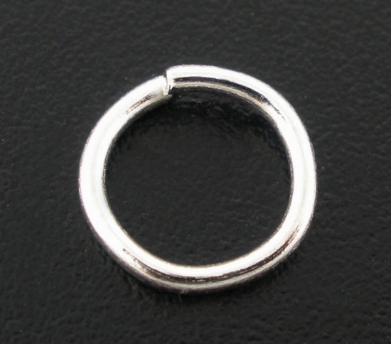 Picture of 1mm Iron Based Alloy Open Jump Rings Findings Round Silver Plated 8mm Dia, 400 PCs