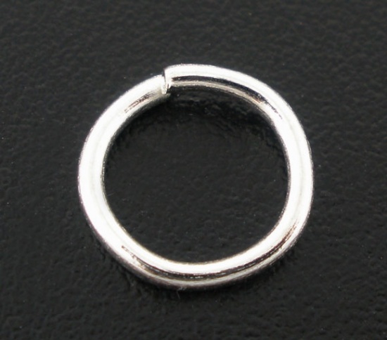 Picture of 0.9mm Iron Based Alloy Open Jump Rings Findings Round Silver Plated 6mm Dia, 600 PCs