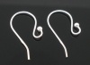 Picture of Sterling Silver Ear Wire Hooks Earring Findings Silver Ball 20mm x 10mm - 18mm x 9mm, Post/ Wire Size: (21 gauge), 10 PCs