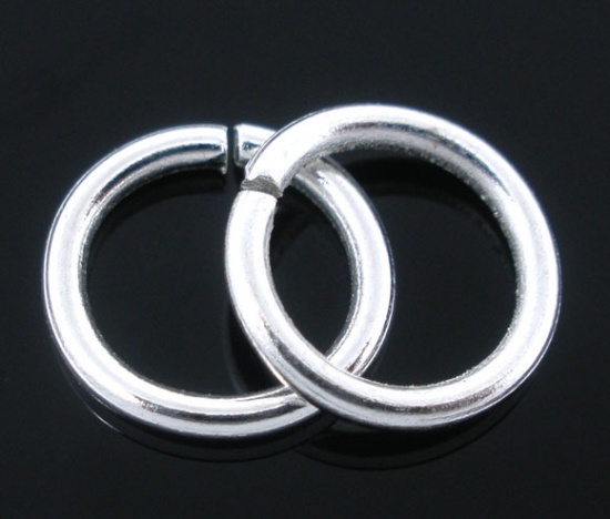 Picture of (17 gauge) Zinc Based Alloy Open Jump Rings Findings Round Silver Plated 9mm Dia, 4088 PCs/1000g