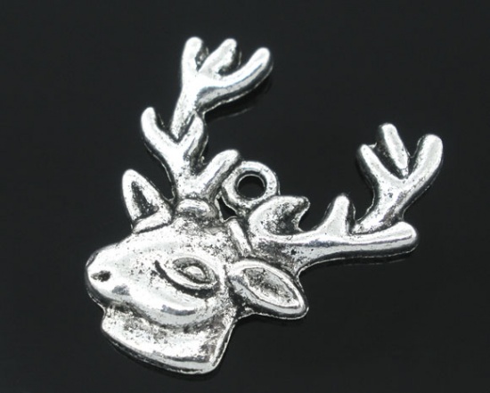 Bild von Antiksilber Weihnachten Davidshirsch Anhänger Perlen 25x22mm.Verkauft eine Packung mit 30 Stücke
