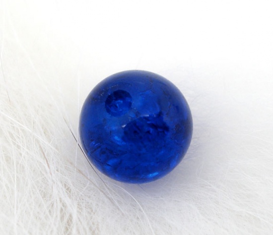 Image de Perles Craquelées en Verre Rond Rond Bleu Foncé 6mm Dia, Taille de Trou: 1mm, 200 Pcs