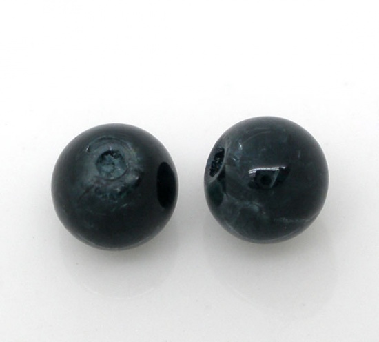 ガラスビーズ 円形 黒 クラックル 約 6mm直径、 穴：約 1mm、 200 個 の画像