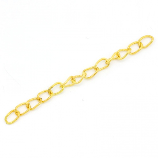 Picture of Alloy Extender Chain For Jewelry Necklace Bracelet Gold Plated 50x4mm(2"x1/8"), Chain Size: 6mm x4mm( 2/8" x 1/8"), 100 PCs