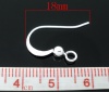 Picture of Copper Ear Wire Hooks Earring Findings Silver Plated 17mm( 5/8") x 18mm( 6/8"), Post/ Wire Size: (21 gauge), 200 PCs