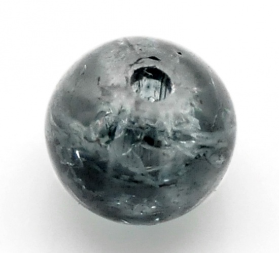 ガラスビーズ 円形 黒 クラックル 約 8mm直径、 穴：約 1.2mm、 100 個 の画像