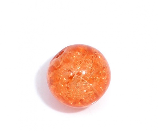 Image de Perles Craquelées en Verre Rond Orange 8mm Dia, Taille de Trou: 1.2mm, 100 Pcs