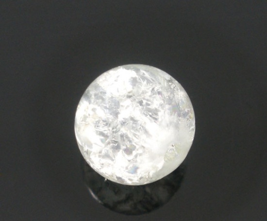 クリスタルガラスビーズ 円形 クリア クラックル 約 8mm直径、 穴：約 1.2mm、 100 個 の画像