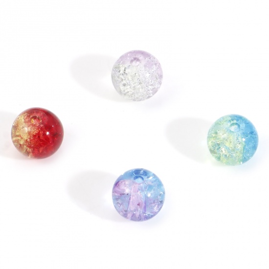 Bild von Glas Perlen Rund Mix Farben Crackle ca. 8mm D., Loch: 1.2mm, 50 Stücke