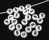 Immagine di Acrilato Separatori Perline Tondo Bianco Numero Disegno Circa 7mm Dia, Foro: Circa 1mm, 60 Pz
