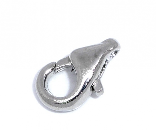 Bild von Zinklegierung Karabinerverschluss Silberfarbe 12mm x 7mm 40 Stück