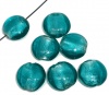 Picture of Lampwork Glass Loose Beads Round Cyan Foil About 20mm Dia, Hole: Approx 1.5mm, 20 PCs