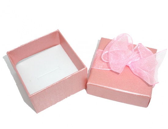 Picture of Paper Jewelry Ring Gift Boxes Square Pink 5cm x 5cm(2"x 2"), 6 PCs