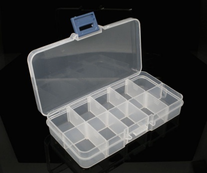 サイズ調整可能 プラスチック製 収納ケース ジュエリーボックス 工具箱 透明 13cm x 7cm、 1 個 の画像