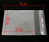 Image de Sachet Pochette Autocollant en Plastique Rectangle Transparent (Espace Utilisable: 7x6cm) 9cm x 6cm, 75 PCs